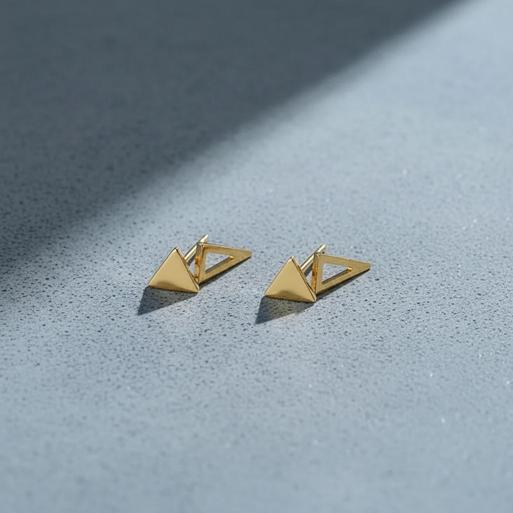 Geometric Triangle Double Wear Stud Earrings Set – Versatile Everyday Jewelry
