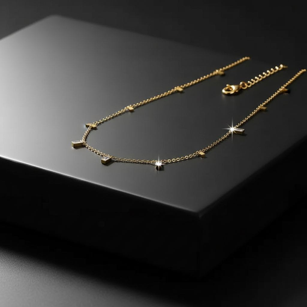 Square Zirconia Tassel Necklace – Elegant Sterling Silver Pendant