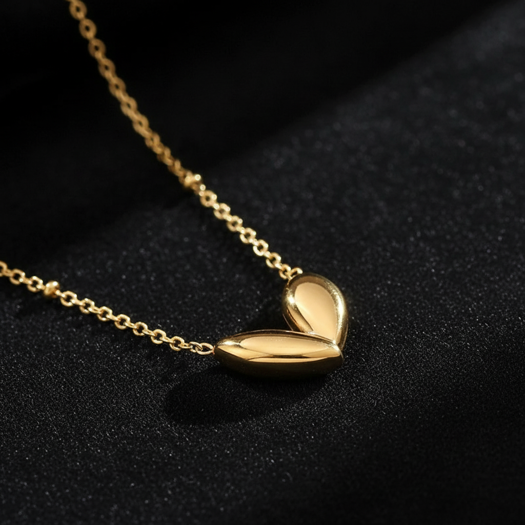 Golden Stainless Steel Heartbeat Pendant Necklace – Dainty ECG Charm Jewelry