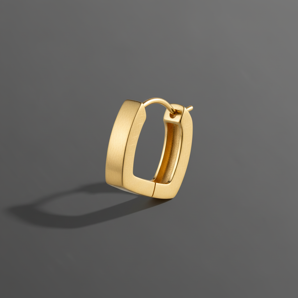 Geometric Square Design Hoop Earrings – Modern Gold Plated Statement Jewelry